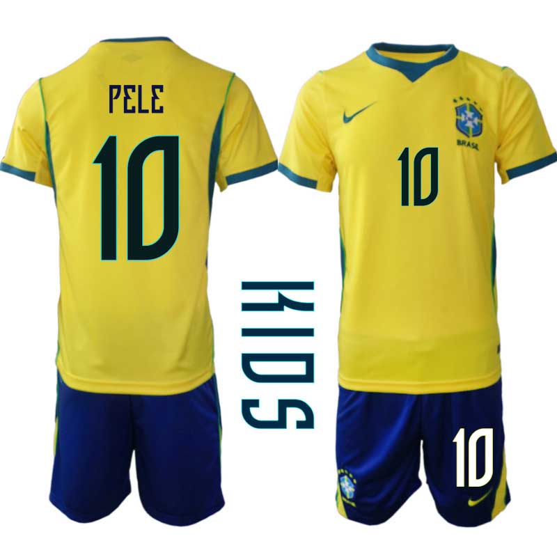 Brasilien Hemmaställ VM 2026 Barn – Pelé #10 Fotbollströja