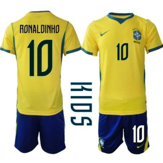 Brasilien Hemmaställ VM 2026 Barn – Ronaldinho #10 Fotbollströja