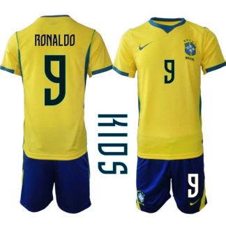 Brasilien Hemmaställ VM 2026 Barn – Ronaldo #9 Fotbollströja