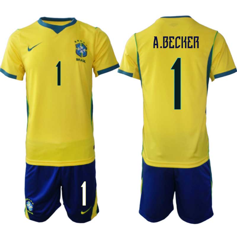 Brasilien Hemmaställ VM 2026 Herr – Alisson Becker #1 Fotbollsset Tröja & Shorts 1 Brasilien Hemmaställ VM 2026 Herr – Alisson Becker #1 Fotbollsset Tröja & Shorts