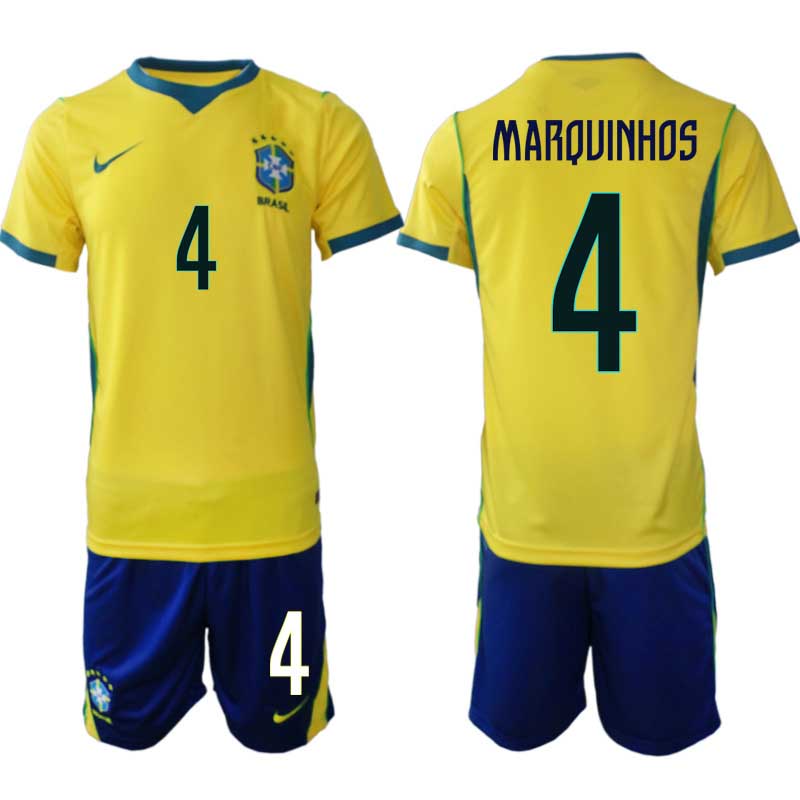 Brasilien Hemmaställ VM 2026 Herr – Marquinhos #4 Fotbollsset Tröja & Shorts 1 Brasilien Hemmaställ VM 2026 Herr – Marquinhos #4 Fotbollsset Tröja & Shorts