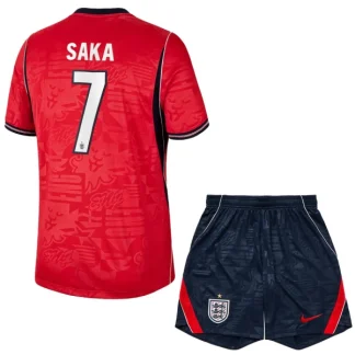 England Bortaställ VM 2026 Barn – Bukayo Saka #7 Fotbollströja