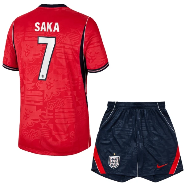England Bortaställ VM 2026 Barn – Bukayo Saka #7 Fotbollströja