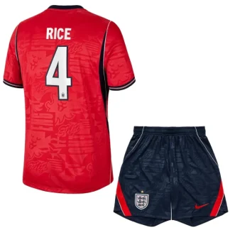 England Bortaställ VM 2026 Barn – Declan Rice #4 Fotbollströja