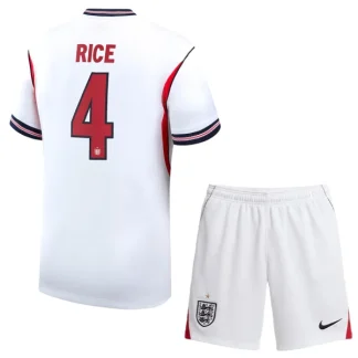 England Hemmaställ VM 2026 Barn – Declan Rice #4 Fotbollströja