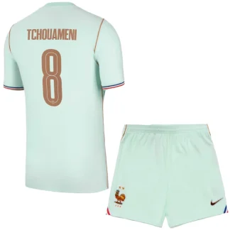Frankrike Bortaställ VM 2026 Barn – Aurélien Tchouaméni #8 Fotbollströja