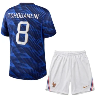 Frankrike Hemmaställ VM 2026 Barn – Aurélien Tchouaméni #8 Fotbollströja