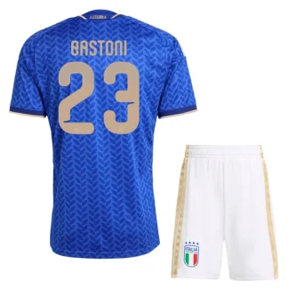 Italien Hemmaställ VM 2026 Barn – Alessandro Bastoni #23 Blå Fotbollströja