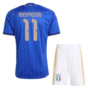 Italien Hemmaställ VM 2026 Barn – Giacomo Raspadori #11 Blå Fotbollströja