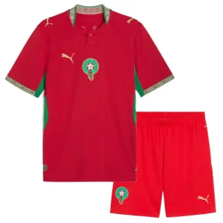 Marocko Hemmaställ VM 2026 Barn Kortärmad Fotbollströja + Shorts