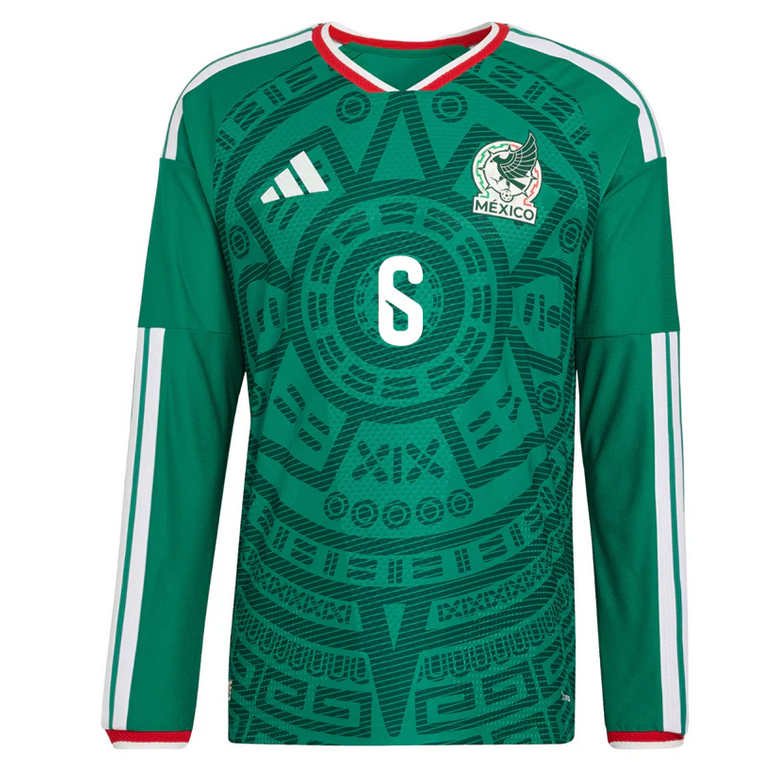 Mexiko Hemmatröja VM 2026 Gerardo Arteaga #6 Herr Långärmad Fotbollströja 2 Mexiko Hemmatröja VM 2026 Gerardo Arteaga #6 Herr Långärmad Fotbollströja