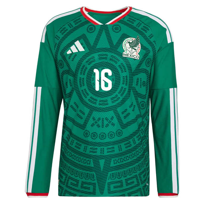 Mexiko Hemmatröja VM 2026 Julián Quiñones #16 Herr Långärmad Fotbollströja