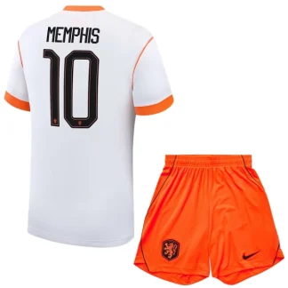 Nederländerna Bortaställ VM 2026 Barn – Memphis Depay #10 Landslagströja