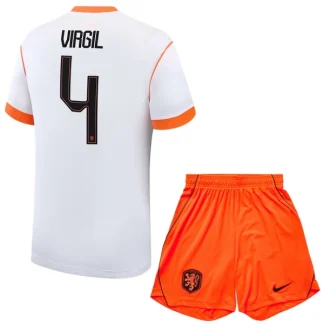 Nederländerna Bortaställ VM 2026 Barn – Virgil van Dijk #4 Landslagströja