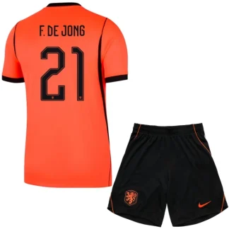 Nederländerna Hemmaställ VM 2026 Barn – Frenkie de Jong #21 Landslagströja