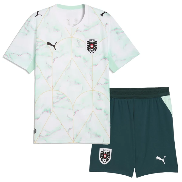 Österrike Bortaställ VM 2026 Barn Kortärmad Fotbollströja + Shorts 1 Österrike Bortaställ VM 2026 Barn Kortärmad Fotbollströja + Shorts