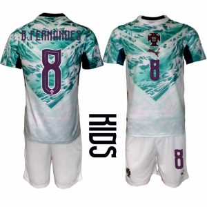 Portugal Bortaställ VM 2026 Barn – Bruno Fernandes #8 Fotbollsset Tröja & Shorts