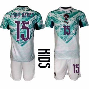 Portugal Bortaställ VM 2026 Barn – João Neves #15 Fotbollsset Tröja & Shorts