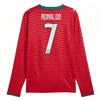 Portugal VM 2026 Hemmatröja Herr Cristiano Ronaldo #7 Långärmad Fotbollströja
