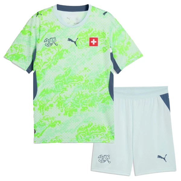 Schweiz Bortaställ VM 2026 Barn Kortärmad Fotbollströja + Shorts 1 Schweiz Bortaställ VM 2026 Barn Kortärmad Fotbollströja + Shorts