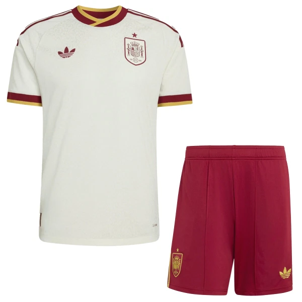 Spanien Bortaställ VM 2026 Barn Kortärmad Fotbollströja + Shorts 1 Spanien Bortaställ VM 2026 Barn Kortärmad Fotbollströja + Shorts