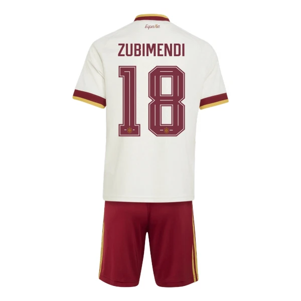 Spanien Bortaställ VM 2026 Barn – Mikel Zubimendi #18 Fotbollströja 1 Spanien Bortaställ VM 2026 Barn – Mikel Zubimendi #18 Fotbollströja