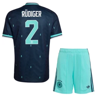 Tyskland Bortaställ VM 2026 Barn – Antonio Rüdiger #2 Fotbollströja