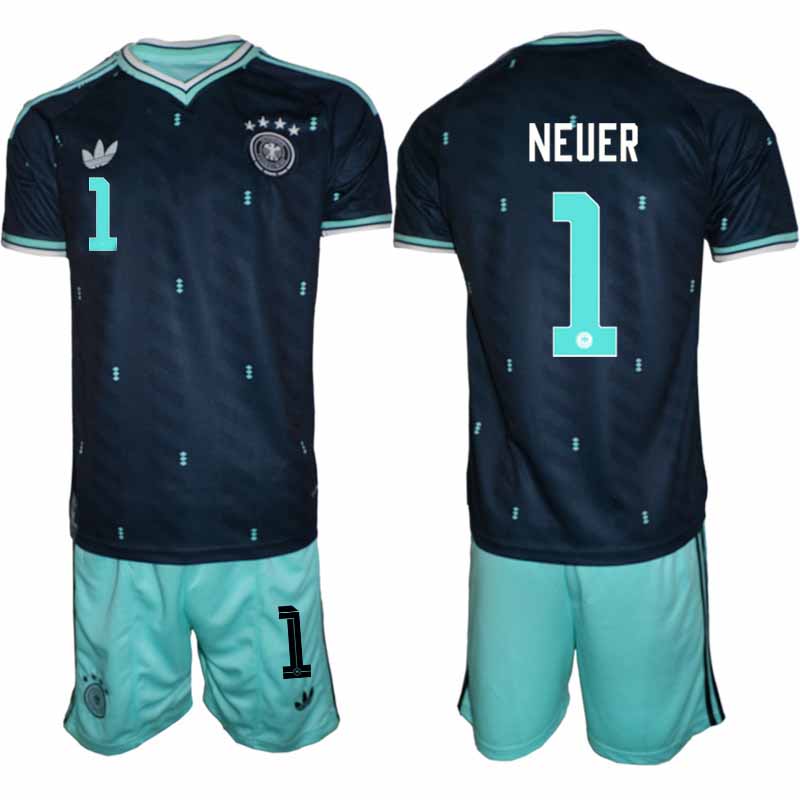 Tyskland Bortaställ VM 2026 Herr – Manuel Neuer #1 Fotbollsset Tröja & Shorts 1 Tyskland Bortaställ VM 2026 Herr – Manuel Neuer #1 Fotbollsset Tröja & Shorts