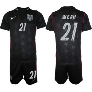 USA Landslagströja VM 2026 Bortaställ Tim Weah #21 – Herr Fotbollsset Tröja + Shorts
