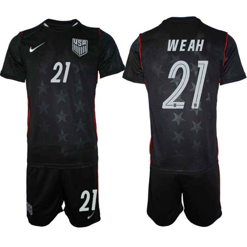 USA Landslagströja VM 2026 Bortaställ Tim Weah #21 – Herr Fotbollsset Tröja + Shorts