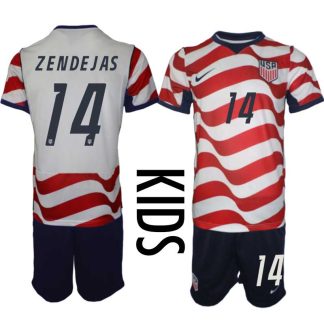 USA Landslagströja VM 2026 Hemmaställ Barn Alejandro Zendejas #14 – Fotbollsset Tröja + Shorts