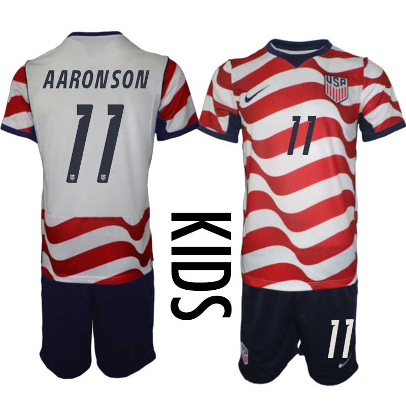 USA Landslagströja VM 2026 Hemmaställ Barn Brenden Aaronson #11 – Fotbollsset Tröja + Shorts 1 USA Landslagströja VM 2026 Hemmaställ Barn Brenden Aaronson #11 – Fotbollsset Tröja + Shorts