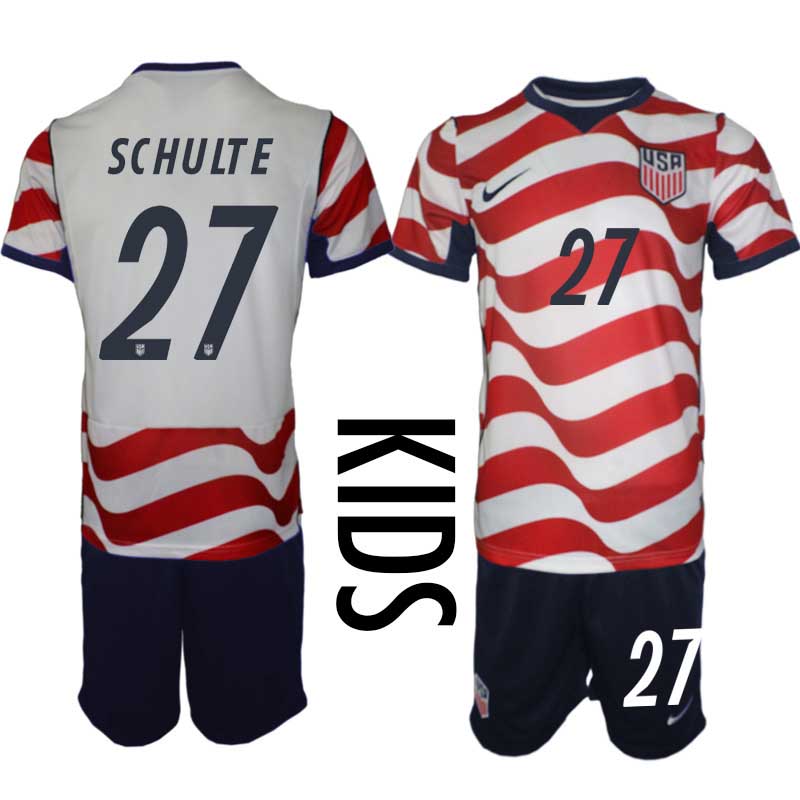 USA Landslagströja VM 2026 Hemmaställ Barn Patrick Schulte #27 – Fotbollsset Tröja + Shorts 1 USA Landslagströja VM 2026 Hemmaställ Barn Patrick Schulte #27 – Fotbollsset Tröja + Shorts