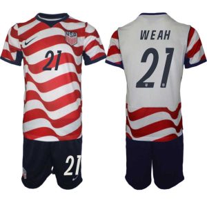 USA Landslagströja VM 2026 Hemmaställ Tim Weah #21 – Herr Fotbollsset Tröja + Shorts