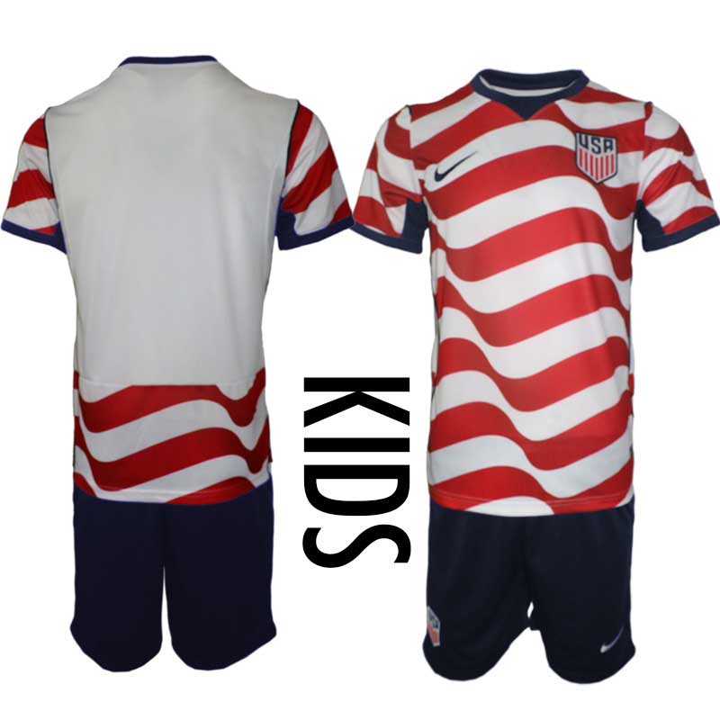 USA VM 2026 Hemmaställ Barn Fotbollsset Tröja och Shorts 1 USA VM 2026 Hemmaställ Barn Fotbollsset Tröja och Shorts