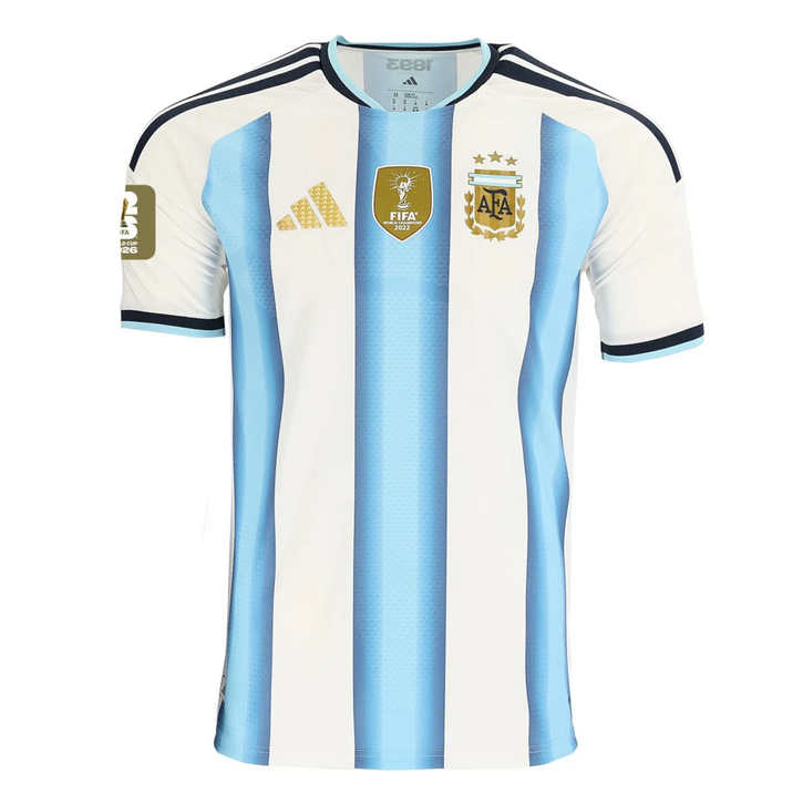 Argentina Hemmatröja VM 2026 Herr – Vit/Ljusblå Fotbollströja (Med VM 2026-märke)