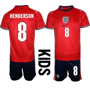 England Bortaställ VM 2026 Barn Jordan Henderson 8 Tröja och Shorts