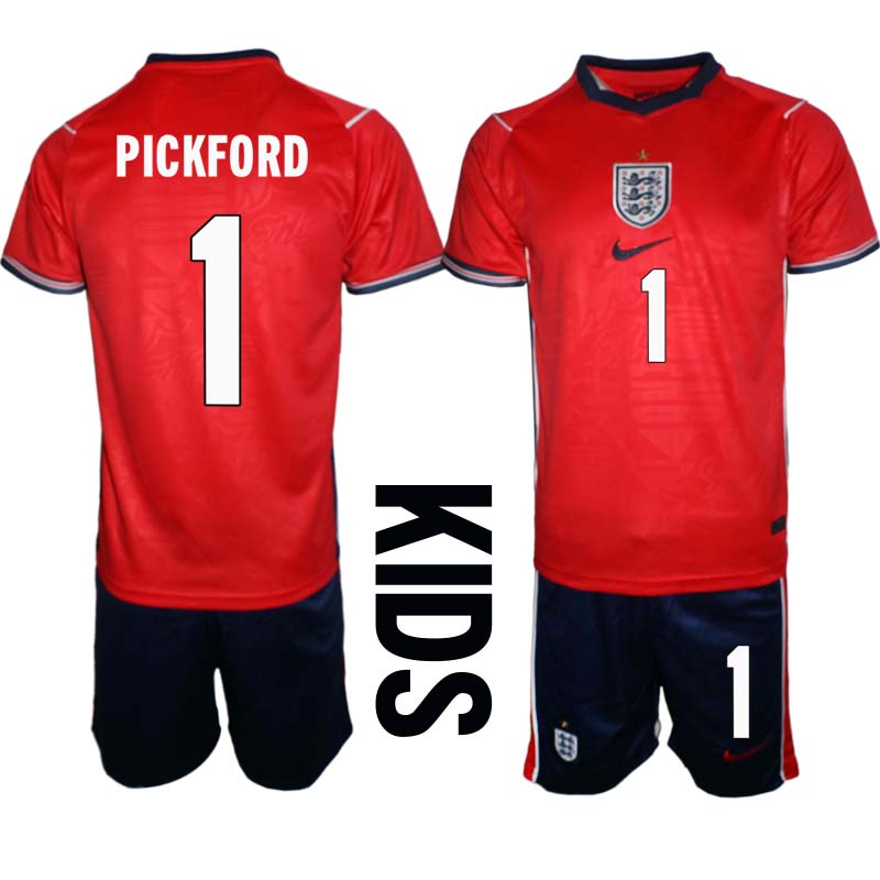 England Bortaställ VM 2026 Barn Jordan Pickford 1 Tröja och Shorts England Bortaställ VM 2026 Barn Jordan Pickford 1 Tröja och Shorts