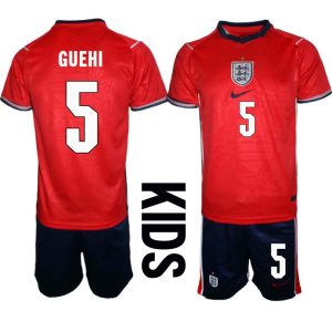 England Bortaställ VM 2026 Barn Marc Guéhi 5 Tröja och Shorts