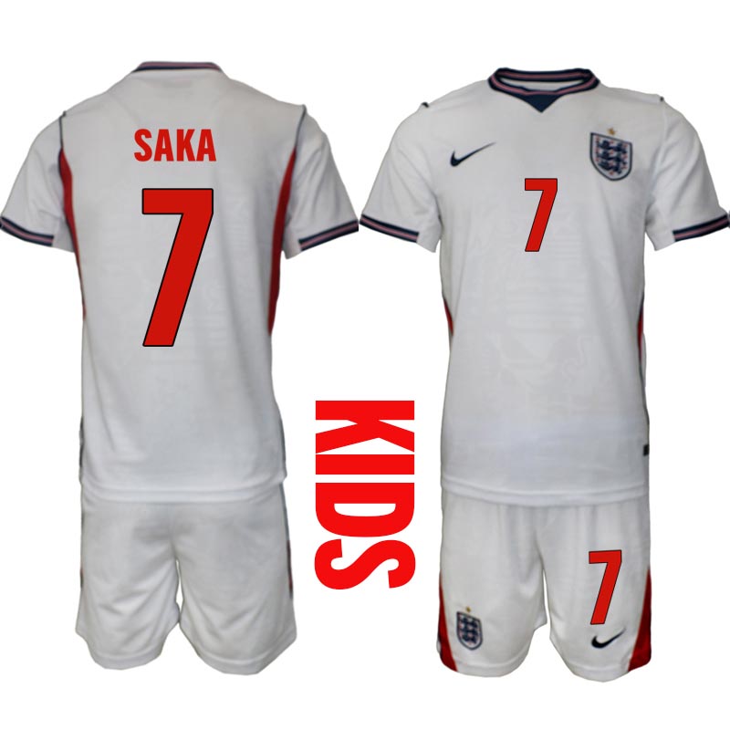 England Hemmaställ VM 2026 Barn Bukayo Saka 7 Tröja och Shorts 1 England Hemmaställ VM 2026 Barn Bukayo Saka 7 Tröja och Shorts