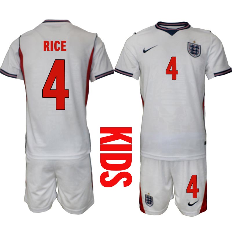 England Hemmaställ VM 2026 Barn Declan Rice 4 Tröja och Shorts 1 England Hemmaställ VM 2026 Barn Declan Rice 4 Tröja och Shorts