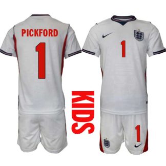 England Hemmaställ VM 2026 Barn Jordan Pickford 1 Tröja och Shorts