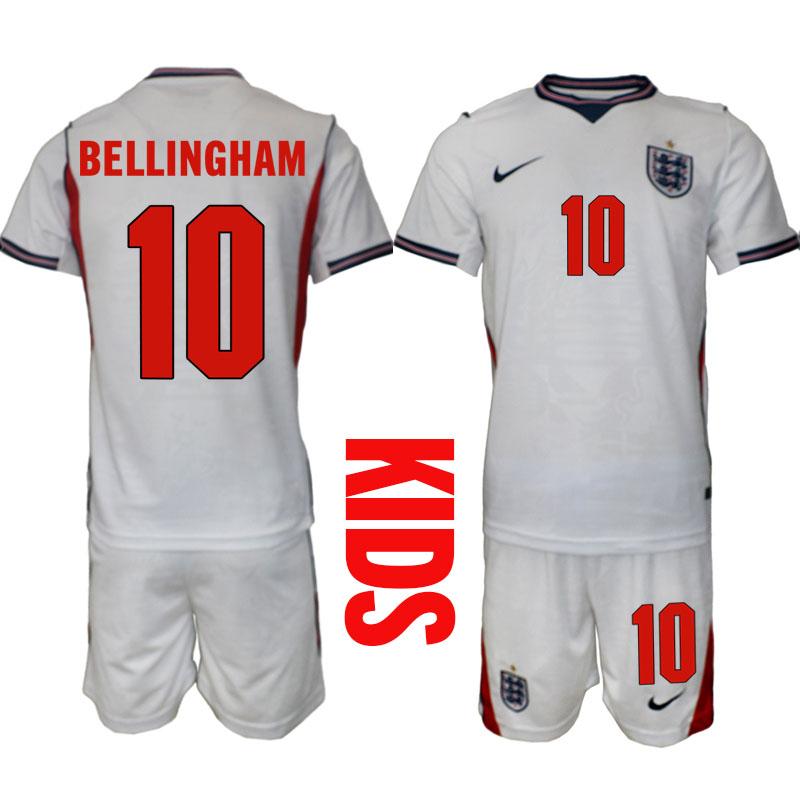 England Hemmaställ VM 2026 Barn Jude Bellingham 10 Tröja och Shorts