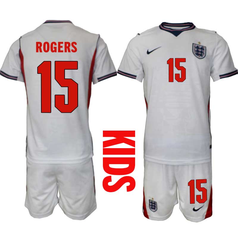 England Hemmaställ VM 2026 Barn Morgan Rogers 15 Tröja och Shorts 1 England Hemmaställ VM 2026 Barn Morgan Rogers 15 Tröja och Shorts