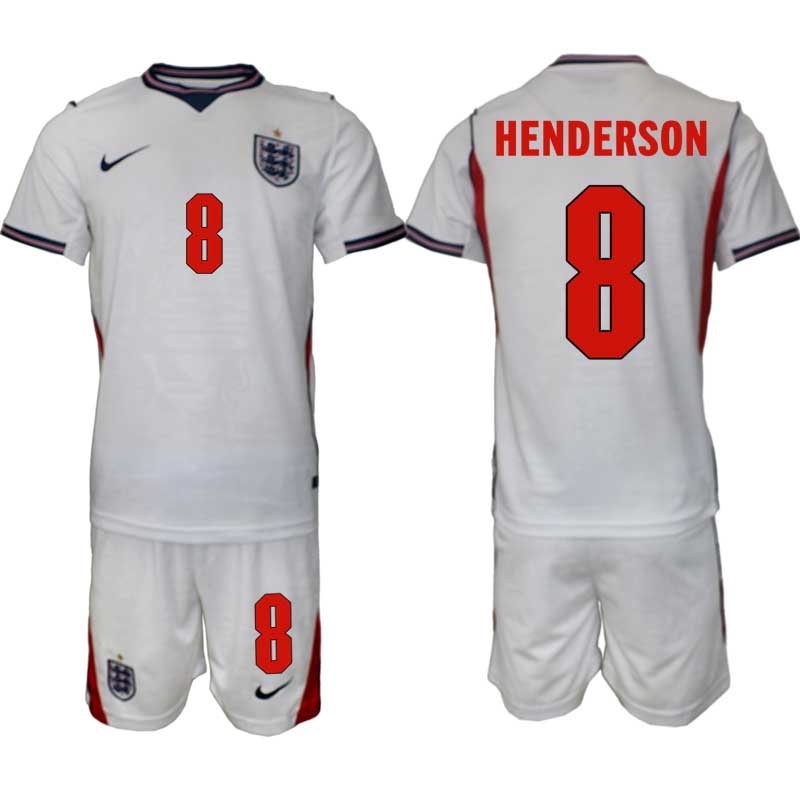 England Hemmaställ VM 2026 Herr Jordan Henderson 8 Tröja och Shorts 1 England Hemmaställ VM 2026 Herr Jordan Henderson 8 Tröja och Shorts