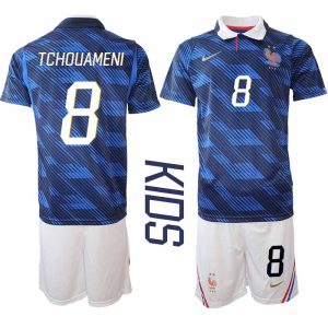Frankrike Hemmaställ VM 2026 Barn Aurélien Tchouaméni 8 Tröja och Shorts