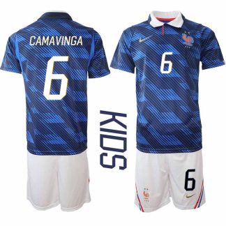 Frankrike Hemmaställ VM 2026 Barn Eduardo Camavinga 6 Tröja och Shorts