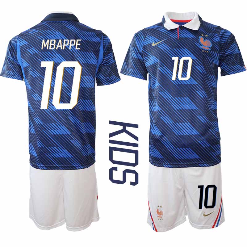 Frankrike Hemmaställ VM 2026 Barn Kylian Mbappé 10 Tröja och Shorts 1 Frankrike Hemmaställ VM 2026 Barn Kylian Mbappé 10 Tröja och Shorts
