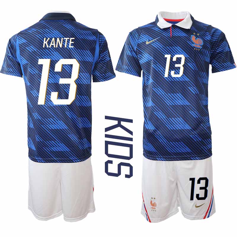 Frankrike Hemmaställ VM 2026 Barn N'Golo Kanté 13 Tröja och Shorts 1 Frankrike Hemmaställ VM 2026 Barn N'Golo Kanté 13 Tröja och Shorts