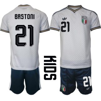 Italien Bortaställ VM 2026 Barn Alessandro Bastoni 21 Tröja och Shorts
